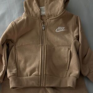 Nike Kids Tan Zip-Up Hoodie and sweatpants